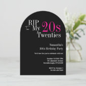 RIP 20s 30th Birthday Party Black Pink Einladung (Stehend Vorderseite)