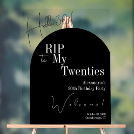 RIP 20s Hello 30s 30th birthday party Welcome Sign Acrylschild