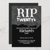 Rip 20's lustiger schwarzer 30. Geburtstag Einladung (Vorne/Hinten)