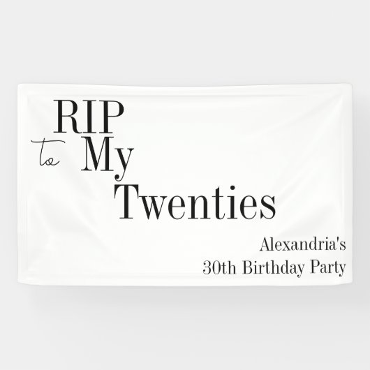 RIP 20s Minimal 30. Geburtstag Party Banner (Horizontal)