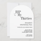 RIP 30er 40. Geburtstag Schwarz Weiß Minimal Party Einladung (Vorderseite)