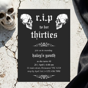 RIP 30er zu ihren Zwanziger Goth Skulls 40. Geburt Einladung