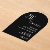 RIP 30s 40th Birthday Black and White Party Acryleinladungen (Ablage )