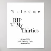 RIP 30s Party 40th Birthday Welcome Poster (Vorne)