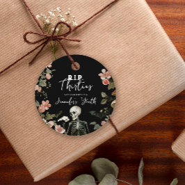 RIP 40. Geburtstag Party Skeletton Rosa Blüte Geschenkanhänger