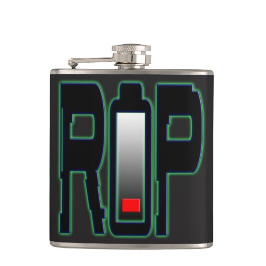 RIP-Akku Vinyl-Wrap-Flasche Flachmann (Vorderseite)