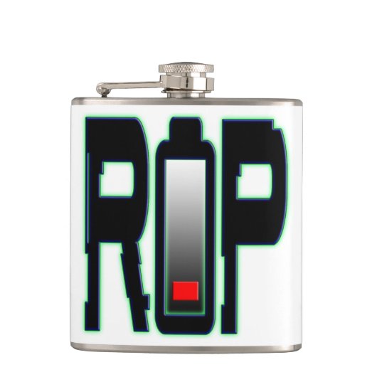 RIP-Akku Vinyl-Wrap-Flasche Flachmann (Vorderseite)