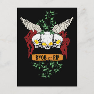 RIP Evil Skulls Halloween-Einladung mit blutigem T Einladungspostkarte