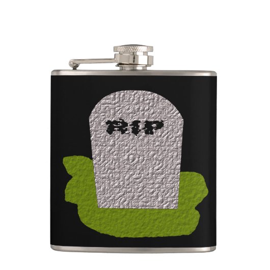 RIP Grabstein Flasche Flachmann (Vorderseite)