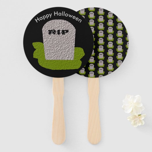 RIP Grabstein Handlüfter Fächer (Vorne und Hinten)