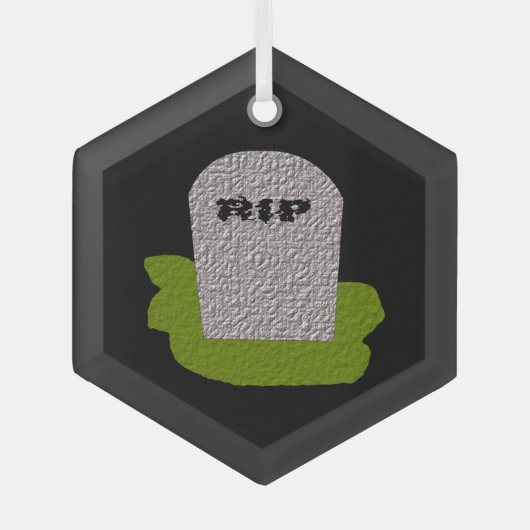 RIP Grabstein Happy Halloween Ornament Aus Glas (Vorderseite)