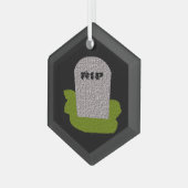 RIP Grabstein Happy Halloween Ornament Aus Glas (Vorderseite Links)