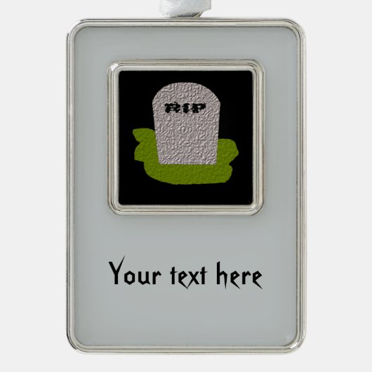 RIP Grabstein Maßgeschneiderte Ornamente Rahmen-Ornament Silber (Vorderseite)