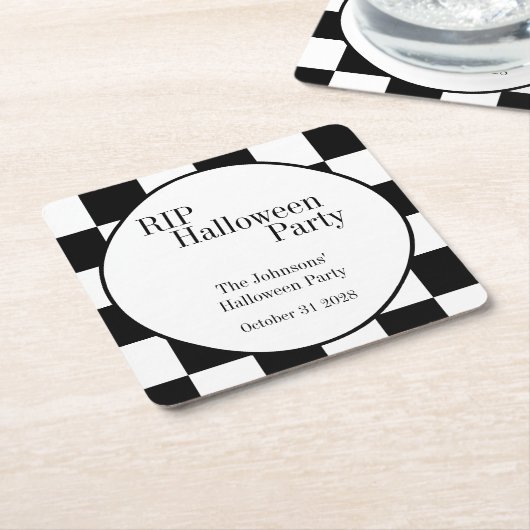RIP Halloween Black and White Check Party Rechteckiger Pappuntersetzer (angewinkelt)