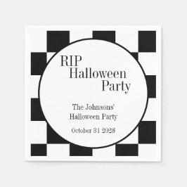 RIP Halloween Black and White Check Party Serviette