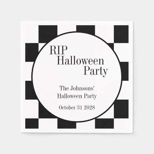 RIP Halloween Black and White Check Party Serviette (Vorderseite)