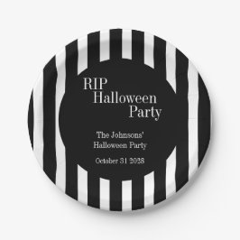 RIP Halloween Black and White Stripe Party Pappteller