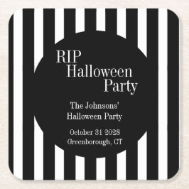 RIP Halloween Black and White Stripe Party Rechteckiger Pappuntersetzer