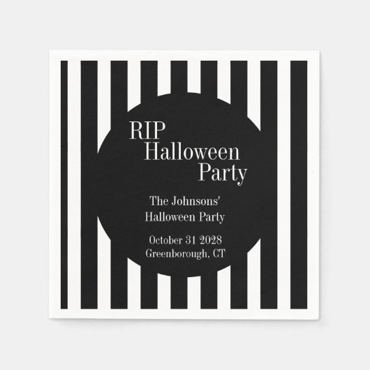 RIP Halloween Black and White Stripe Party Serviette (Vorderseite)