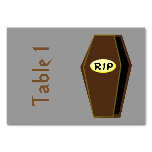 RIP Halloween Coffin von Doom Custom Tablecards Tischnummer (Vorderseite)