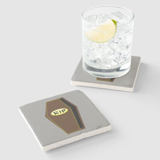 RIP Halloween Coffin von Doom Stone Untersetzer (Seitenansicht)