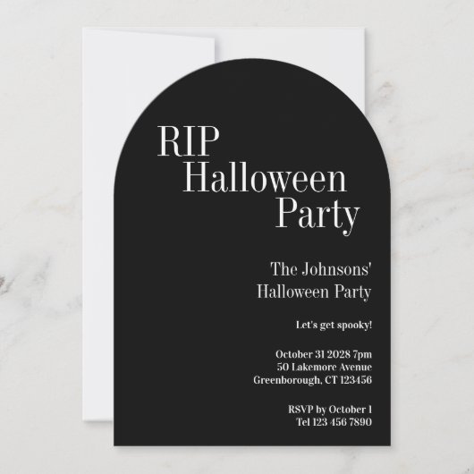 RIP Halloween Party Black and White Einladung (Vorderseite)