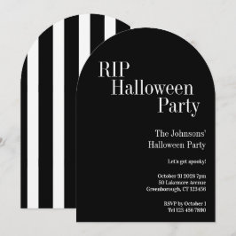 RIP Halloween Party Black and White Stripe Einladung