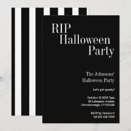 RIP Halloween Party Black and White Stripe Einladung