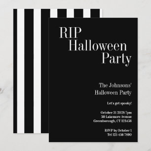 RIP Halloween-Party Schwarz-Weiß-Streifen Einladung