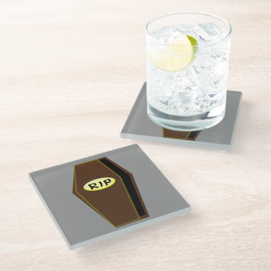 RIP Halloween-Särge Glasuntersetzer (Schrägansicht)