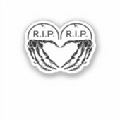 Rip, herzförmige Gestaltung aus Grabsteinen, Aufkleber (Vorderseite)