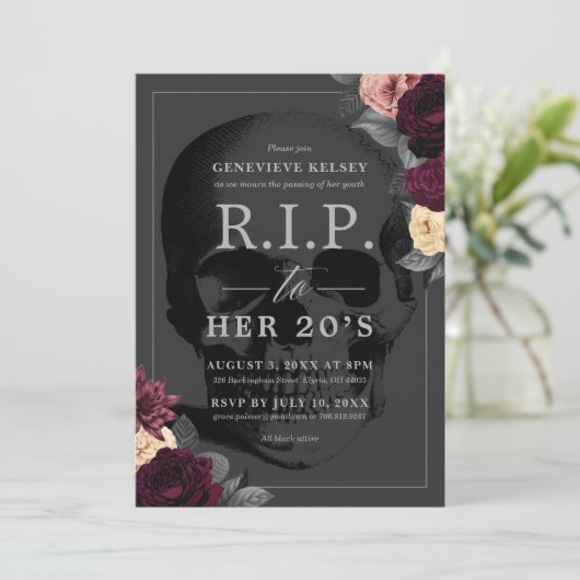 RIP in ihr 20er Party  Einladung (Stehend Vorderseite)