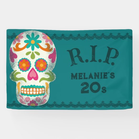 RIP meines 20er-Jahren Custom Age Sugar Skull Gebu Banner (Horizontal)