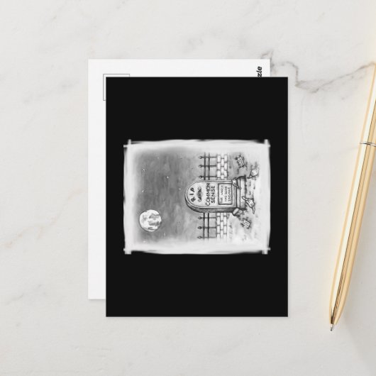 RIP Mond Stupidenmasken und Impfstoff Postkarte (Vorderseite/Rückseite Beispiel)