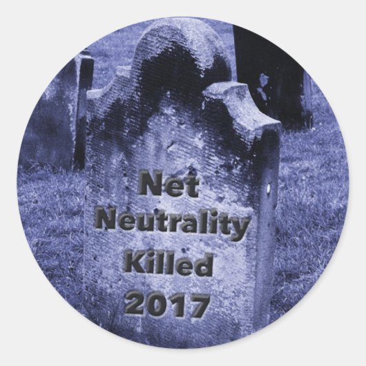 RIP Netzneutralität Gravestone Runder Aufkleber (Vorderseite)