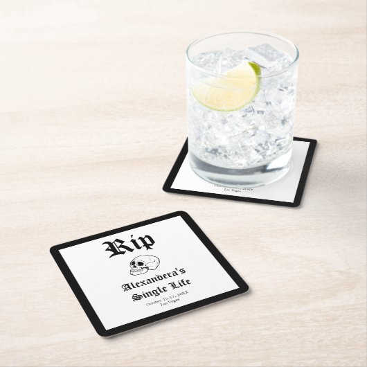 Rip Single Life Til Death Do us Party Bachelorette Rechteckiger Pappuntersetzer (Vor Ort)