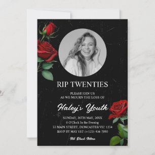 RIP Twenties 20er Rose Beerdigungs 30. Geburtstags Einladung