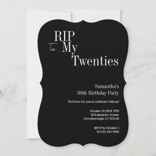 RIP Twenties 30. Geburtstagsfeier Einladung (Vorderseite)