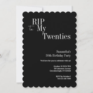 RIP Twenties 30. Geburtstagsfeier Schwarz Weiß Einladung