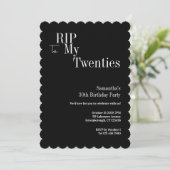 RIP Twenties 30th Birthday Party Black White Einladung (Stehend Vorderseite)