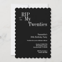 RIP Twenties 30th Birthday Party Black White Einladung