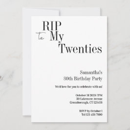 RIP Twenties 30th Birthday Party Minimal Einladung