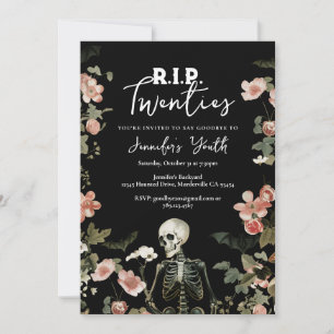 RIP Twenties Floral Skeleton 30. Geburtstagsfeier Einladung