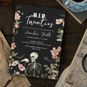 RIP Twenties Floral Skeleton 30. Geburtstagsfeier Einladung