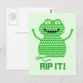 Rip! Vector Crochet Frog (Grüner Hintergrund) Postkarte (Vorne/Hinten)