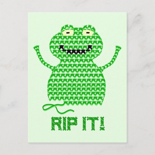 Rip! Vector Crochet Frog (Grüner Hintergrund) Postkarte (Vorderseite)