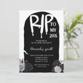 RIP zu meinem 20er Grabstein Arch 30th Birthday Bl Einladung (Stehend Vorderseite)