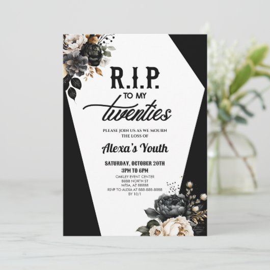 RIP zu meinem zwanzigsten Blumenkohl 30. Geburtsta Einladung (Stehend Vorderseite)
