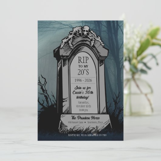 RIP zur Geburtstagsparty meiner 20er Einladung (Stehend Vorderseite)