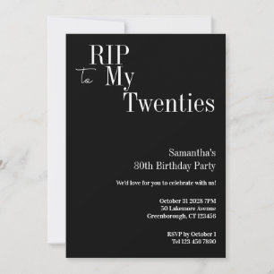 RIP Zwanziger 30. Geburtstag Party Schwarz und Wei Einladung
